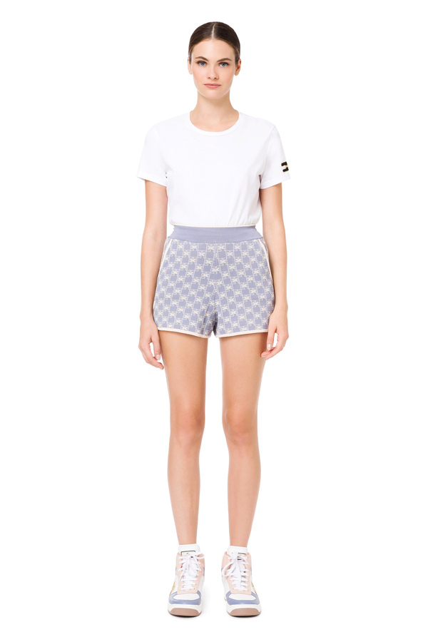 Shorts in maglia con piping a contrasto - Elisabetta Franchi® Outlet
