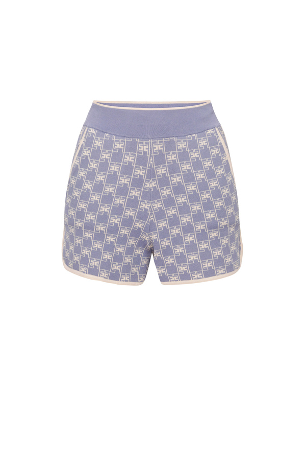 Shorts in maglia con piping a contrasto - Elisabetta Franchi® Outlet