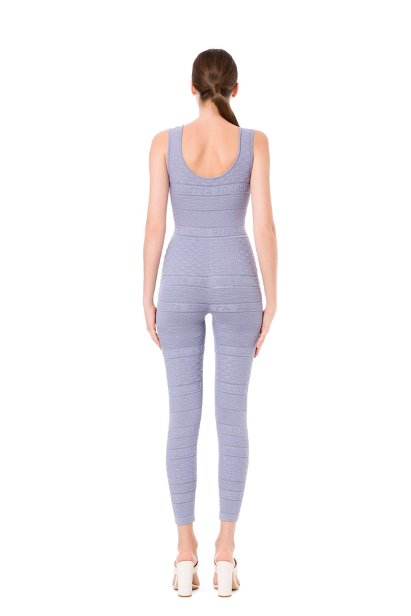 Slim fitting jumpsuit in jacquard knit with logo - Elisabetta Franchi® Outlet