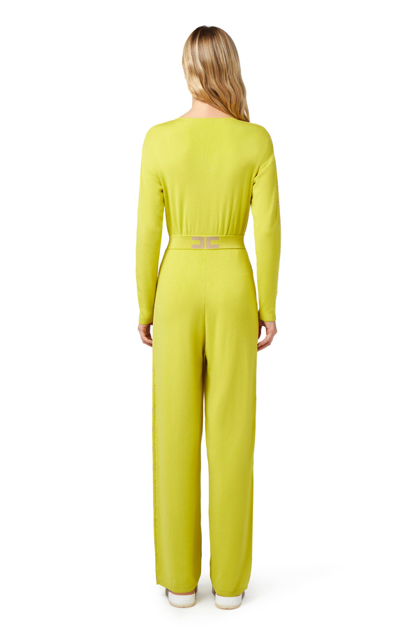 Jumpsuit in cotton fabric with logoed bands - Elisabetta Franchi® Outlet