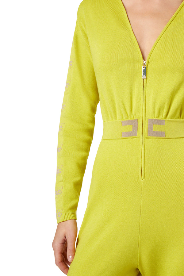 Jumpsuit in cotton fabric with logoed bands - Elisabetta Franchi® Outlet