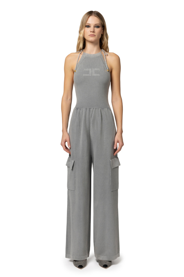 Cotton stone wash jumpsuit - Elisabetta Franchi® Outlet