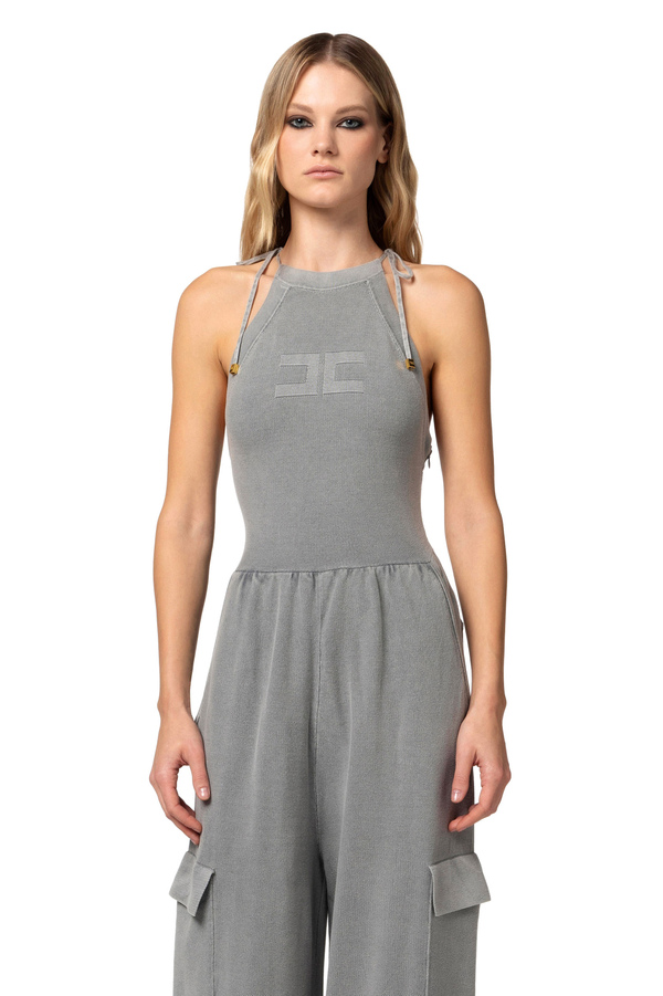 Cotton stone wash jumpsuit - Elisabetta Franchi® Outlet