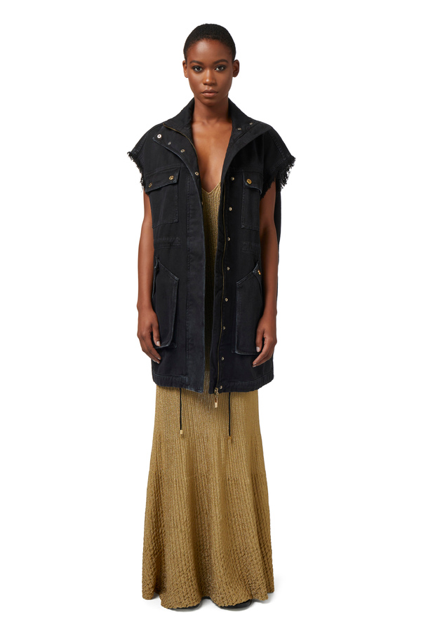 Gilet en denim utilitaire - Elisabetta Franchi® Outlet
