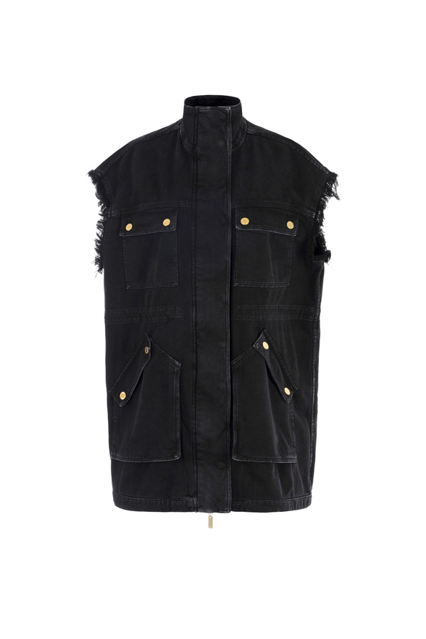 Gilet en denim utilitaire - Elisabetta Franchi® Outlet