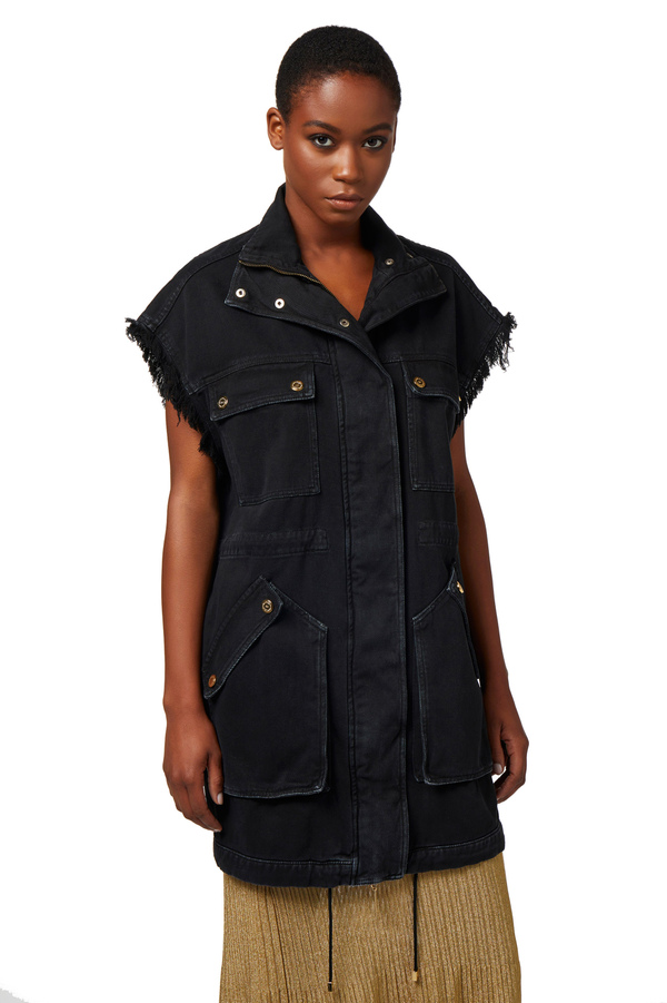 Gilet en denim utilitaire - Elisabetta Franchi® Outlet
