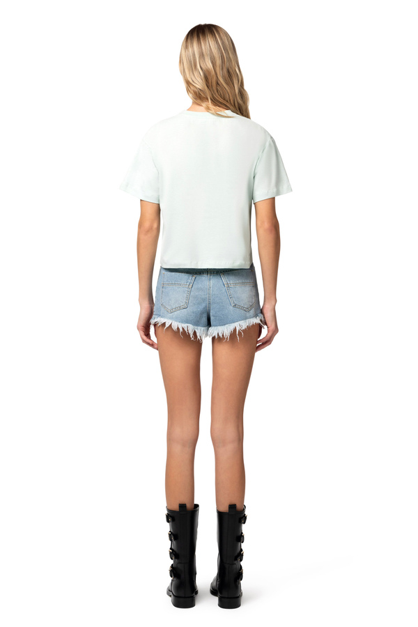 T-shirt in jersey con logo e charms - Elisabetta Franchi® Outlet