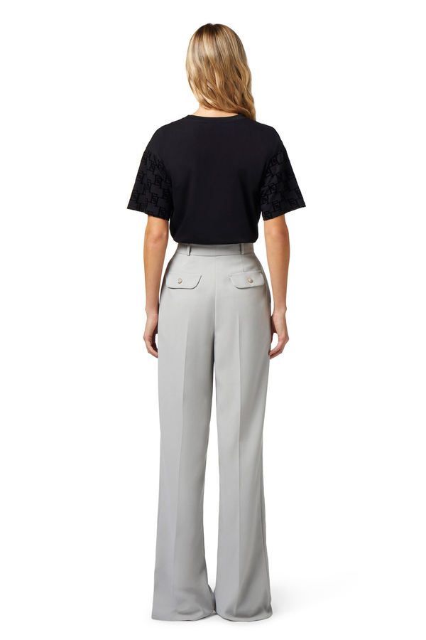 T-shirt in jersey stampa logo flock - Elisabetta Franchi® Outlet