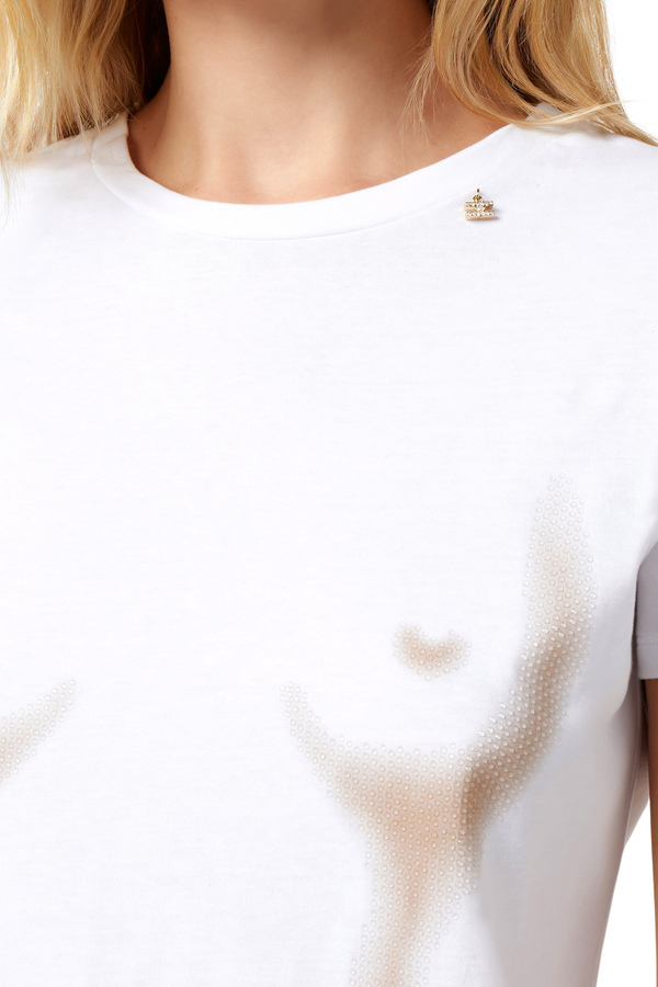 T-shirt in jersey con stampa body morph - Elisabetta Franchi® Outlet