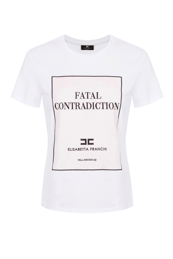 T-Shirt Fatal Contradiction mit kurzen Ärmeln - Elisabetta Franchi® Outlet