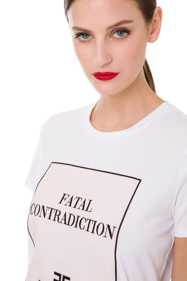 T-shirt Fatal Contradiction a manica corta - Elisabetta Franchi® Outlet