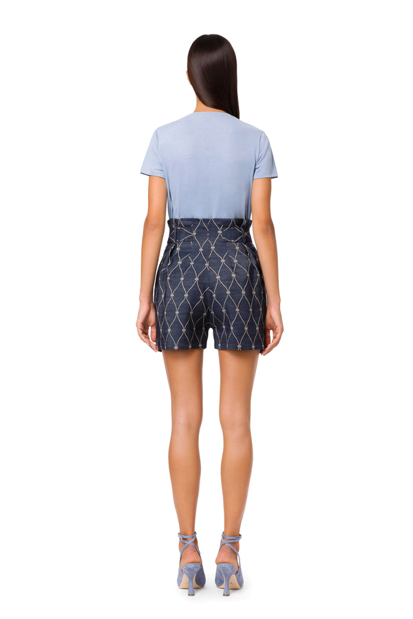 Crew neck T-shirt with light gold detail - Elisabetta Franchi® Outlet