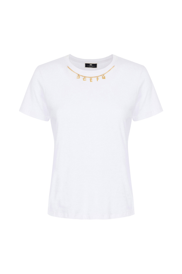 Camiseta de punto con accesorio de dijes - Elisabetta Franchi® Outlet
