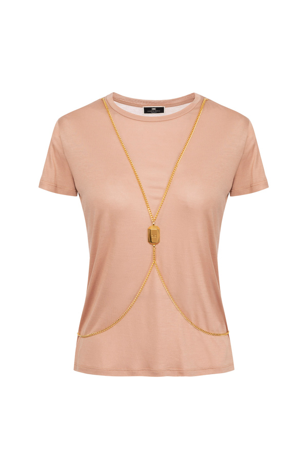 Jersey T-shirt with cross-body - Elisabetta Franchi® Outlet