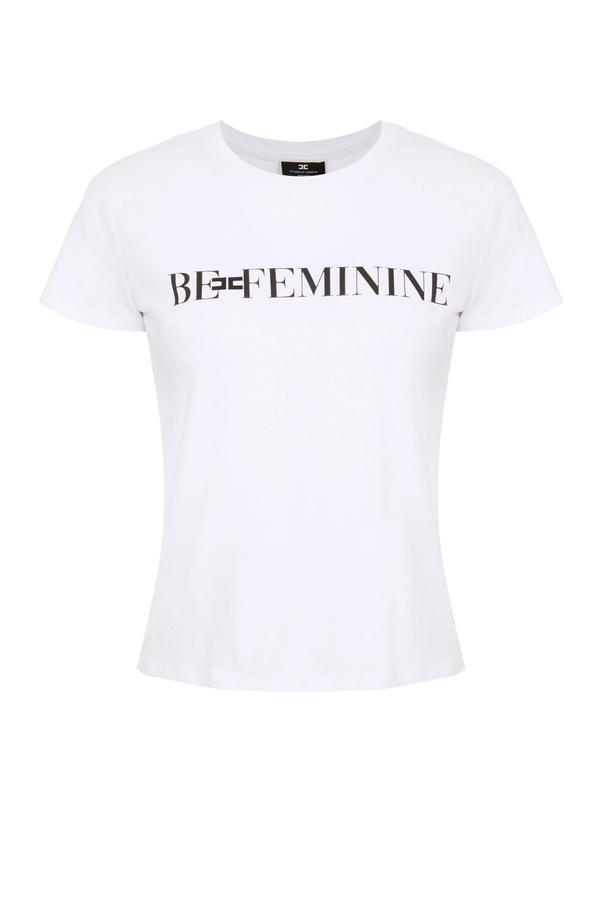 T-shirt with Elisabetta Franchi phrase print - Elisabetta Franchi® Outlet