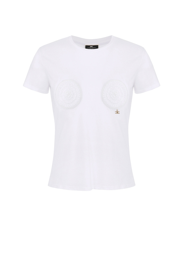 T-shirt avec décolleté ras-du-cou - Elisabetta Franchi® Outlet