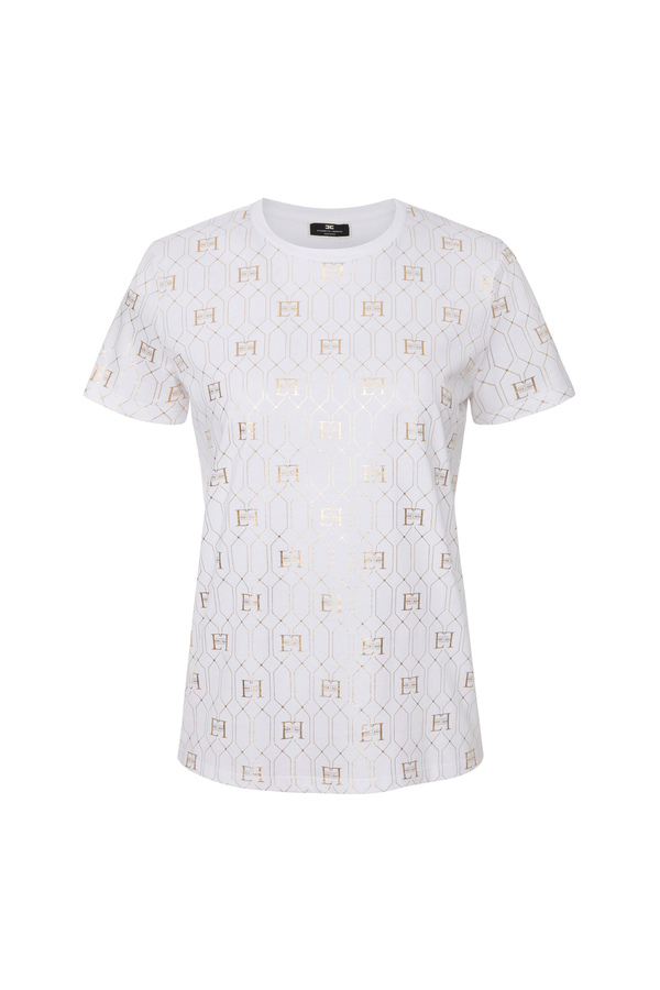 Jersey t-shirt with déco logo - Elisabetta Franchi® Outlet