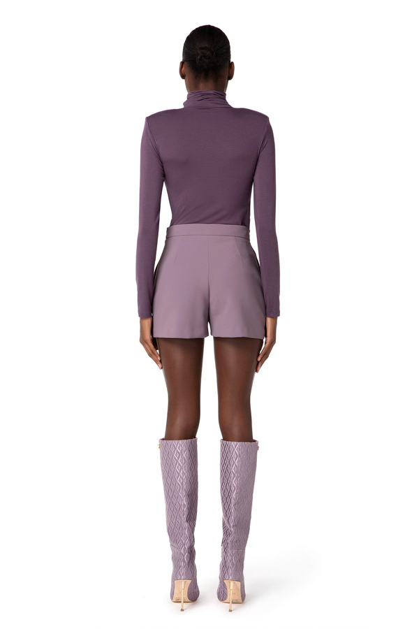 Asymmetrical jersey high-collar top - Elisabetta Franchi® Outlet