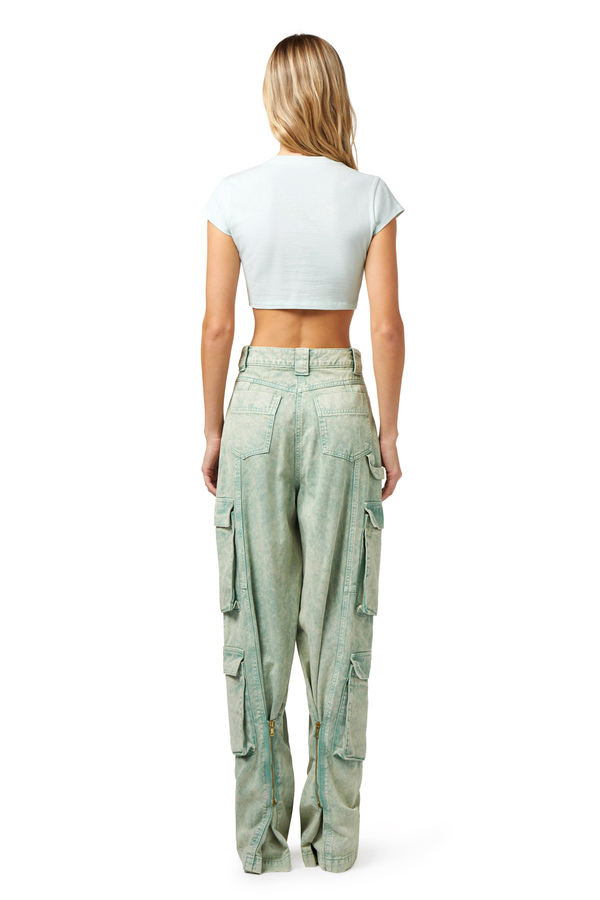 T-shirt cropped in jersey con nodo - Elisabetta Franchi® Outlet