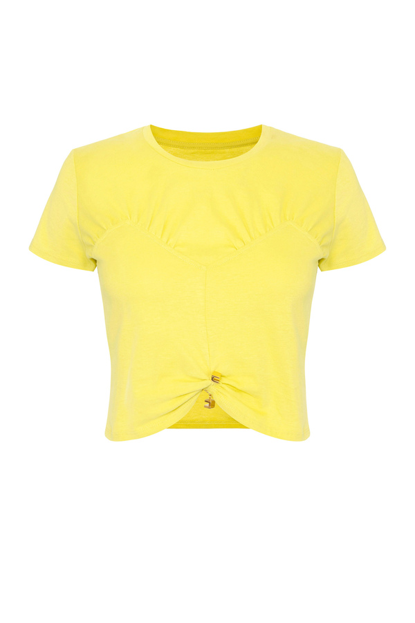 T-shirt cropped in jersey con arriccio - Elisabetta Franchi® Outlet