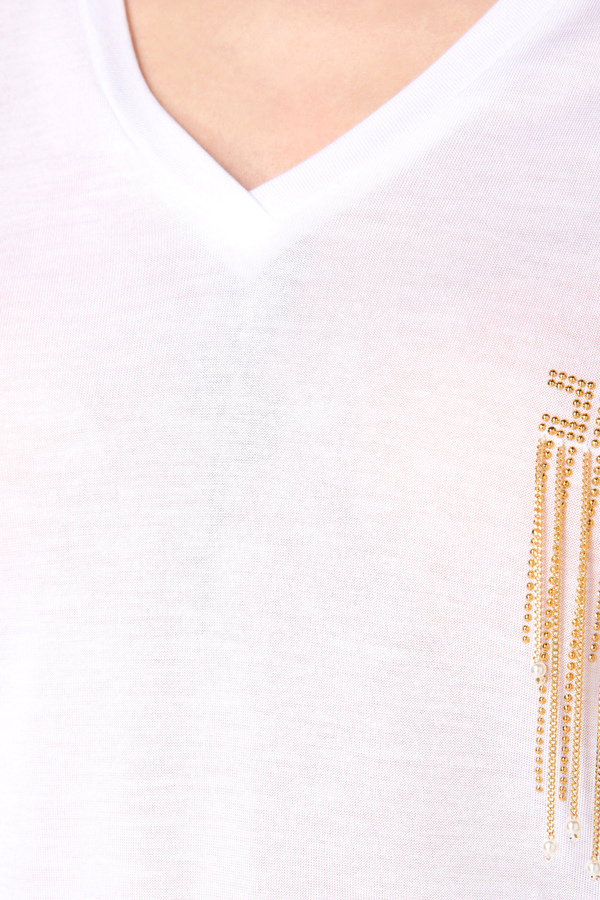 Jersey T-shirt with chain detail - Elisabetta Franchi® Outlet