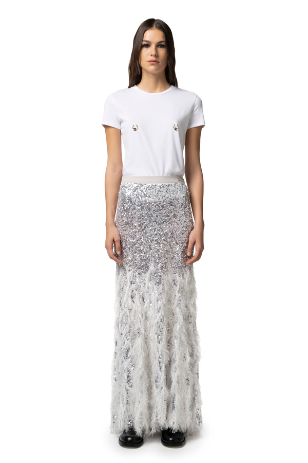 Jersey t-shirt with piercing - Elisabetta Franchi® Outlet