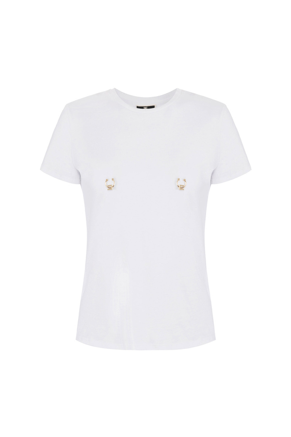 Jersey t-shirt with piercing - Elisabetta Franchi® Outlet