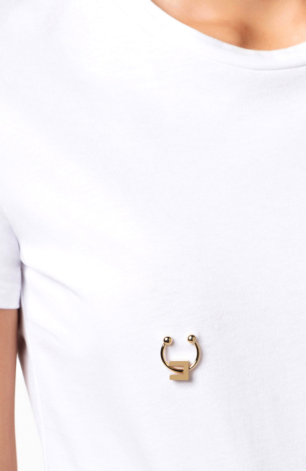Jersey t-shirt with piercing - Elisabetta Franchi® Outlet