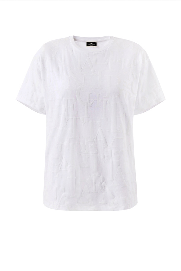 T-Shirt mit kurzen Ärmeln und Allover-Print - Elisabetta Franchi® Outlet