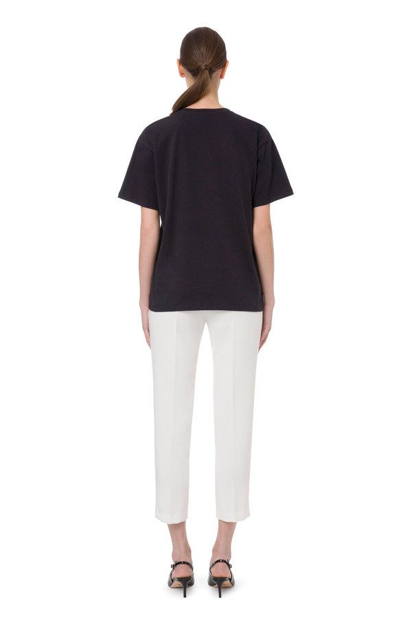 Short-sleeved t-shirt with rhinestones lettering pattern - Elisabetta Franchi® Outlet