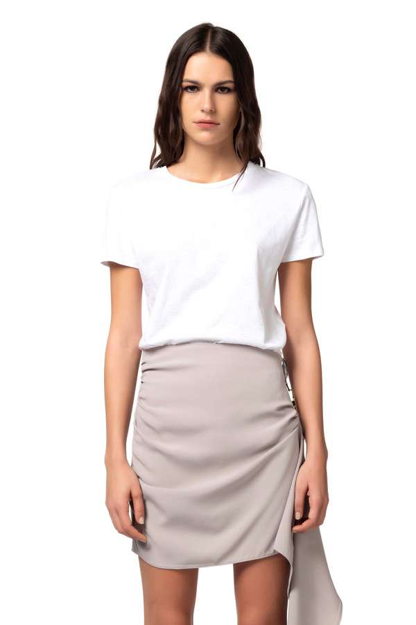 Camiseta de punto con logotipo de estrás - Elisabetta Franchi® Outlet
