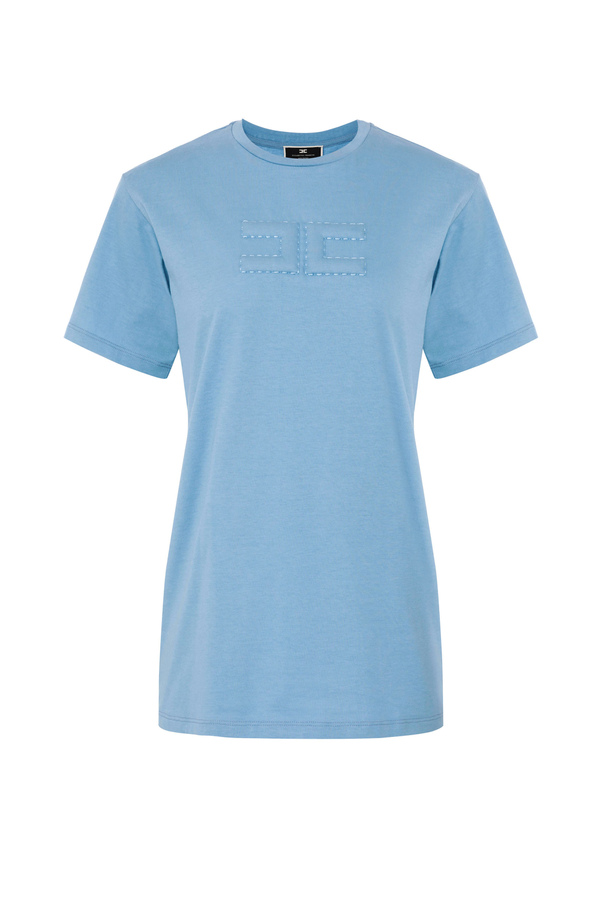 T-Shirt mit geprägtem Elisabetta Franchi-Logo - Elisabetta Franchi® Outlet