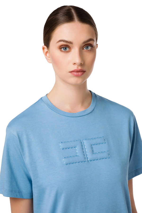 T-shirt with Elisabetta Franchi embossed logo - Elisabetta Franchi® Outlet