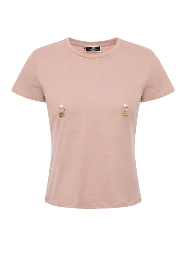 T-shirt with piercing appliqué - Elisabetta Franchi® Outlet