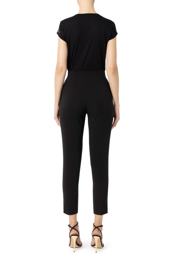 Jersey T-shirt with logo print - Elisabetta Franchi® Outlet