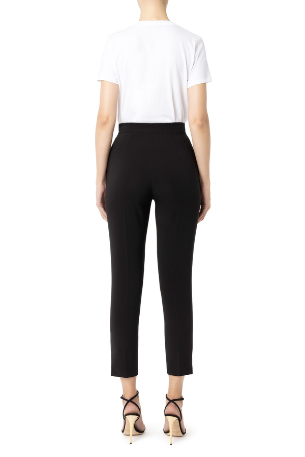 Jersey T-shirt with embroidered organza logo - Elisabetta Franchi® Outlet