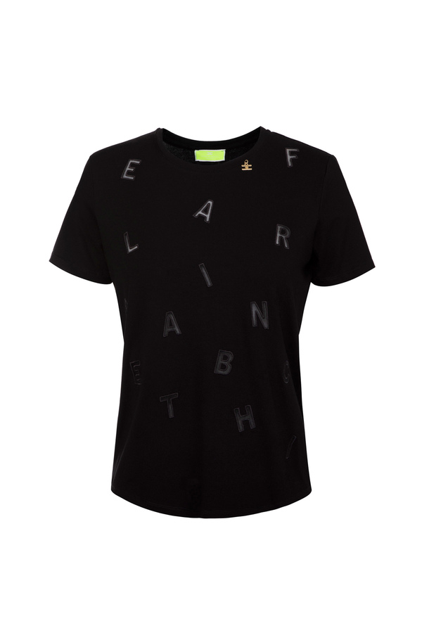 Jersey t-shirt with lettering embroidery - Elisabetta Franchi® Outlet