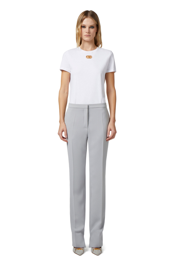 T-shirt in jersey con placca logo - Elisabetta Franchi® Outlet