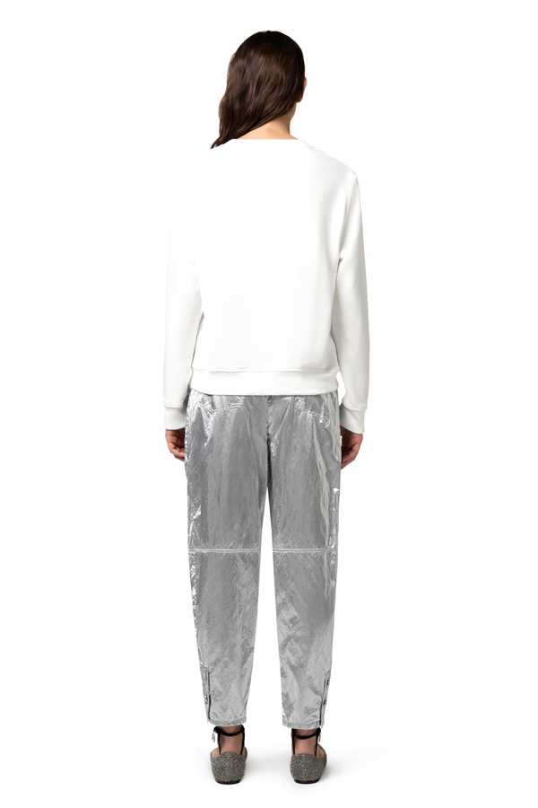 Crew neck cotton sweatshirt with logo print - Elisabetta Franchi® Outlet