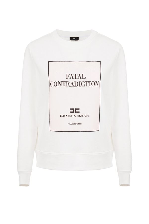 Cotton "Fatal Contradiction" sweatshirt - Elisabetta Franchi® Outlet