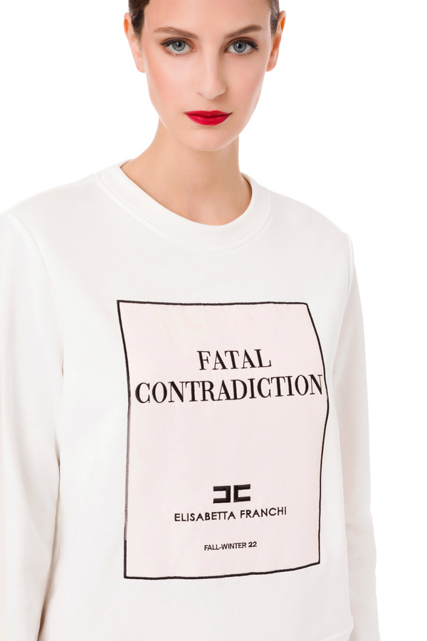 Cotton "Fatal Contradiction" sweatshirt - Elisabetta Franchi® Outlet