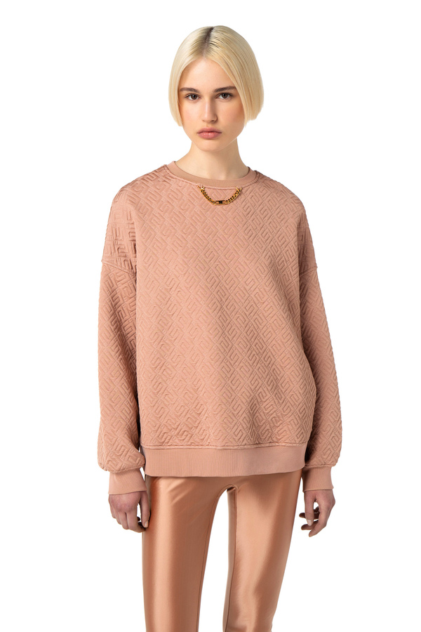 Embossed jacquard sweatshirt - Elisabetta Franchi® Outlet