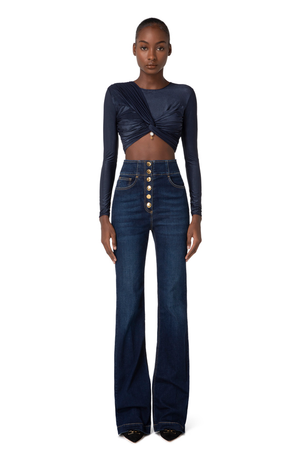 Pull crop en jersey lamine Elisabetta Franchi Outlet
