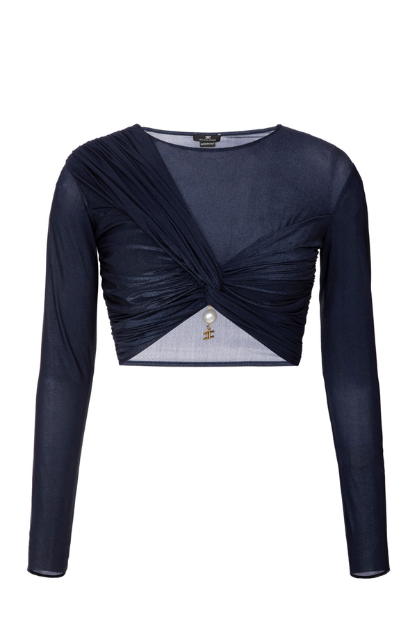 Laminated knit crop top - Elisabetta Franchi® Outlet