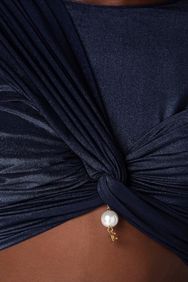 Laminated knit crop top - Elisabetta Franchi® Outlet