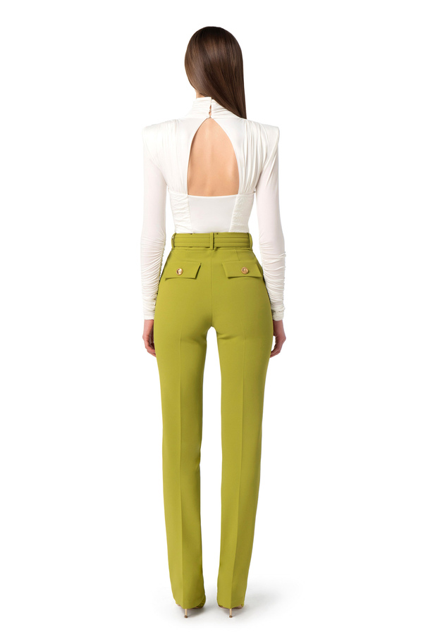 Jersey roll neck top with embossed bustier - Elisabetta Franchi® Outlet