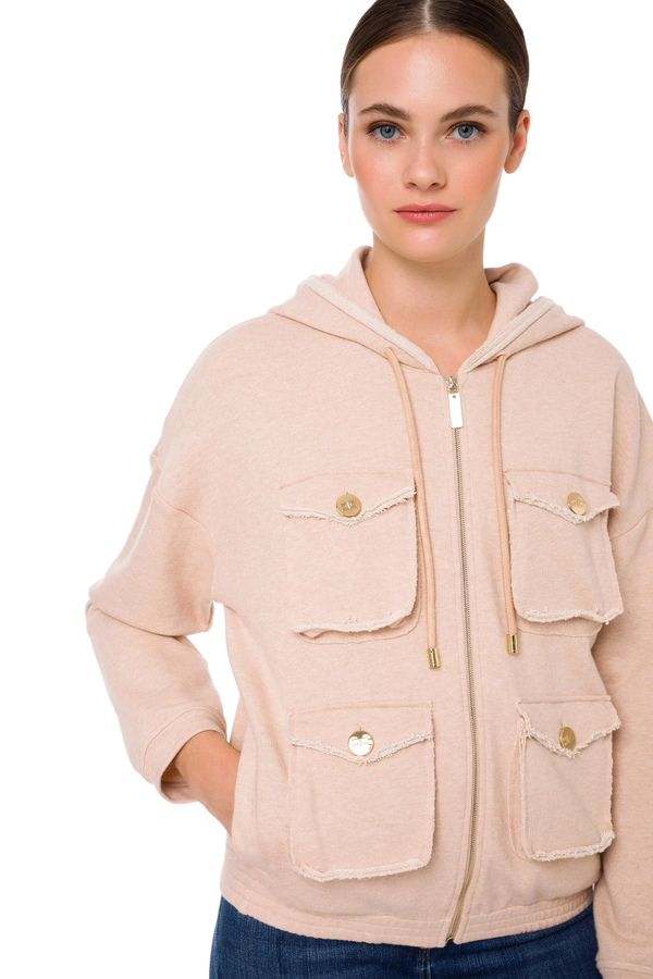 Elisabetta Franchi hooded sweatshirt with zip - Elisabetta Franchi® Outlet