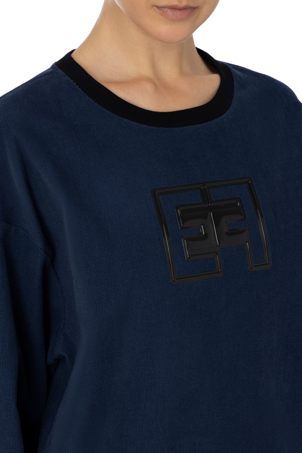 Oversized sweatshirt with EF logo - Elisabetta Franchi® Outlet