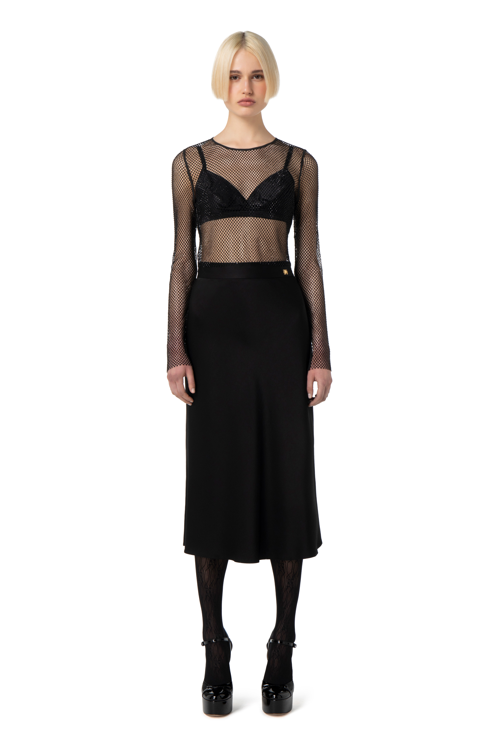 Crop top made of mesh - Elisabetta Franchi® Outlet