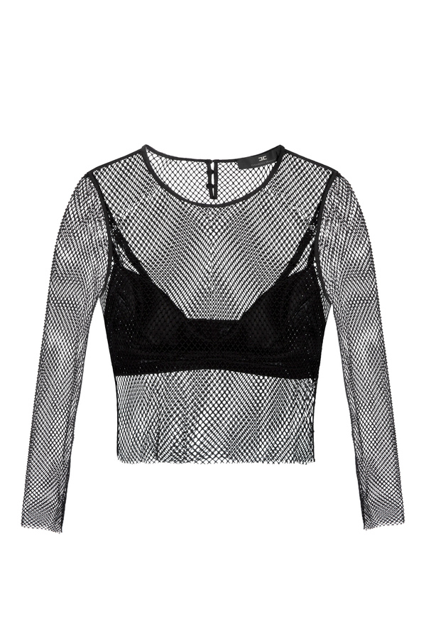 Crop top made of mesh - Elisabetta Franchi® Outlet